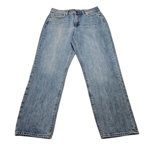 1. STATE Women's Light Wash Distressed Frayed‎ Trim Straight Leg Jeans Size 30